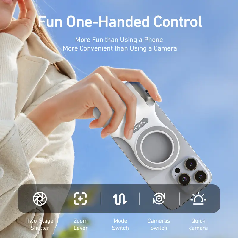 Magnetic Phone Camera Grip with Wireless Shutter – DSLR-Style Handle for iPhone & Android - Image 2