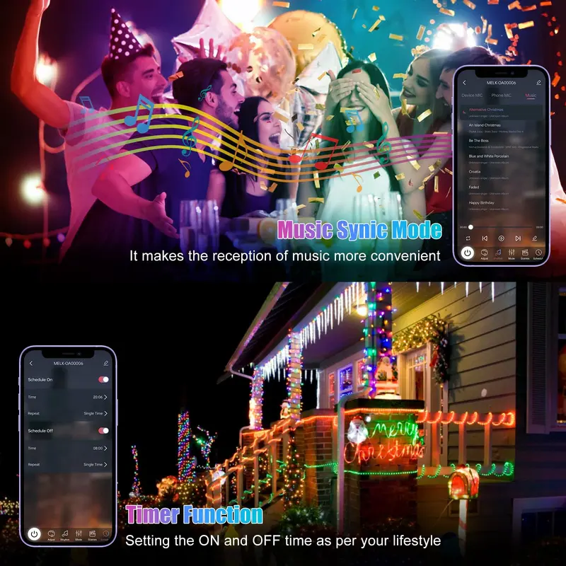 65.6ft Sound Control RGB Smart String Lights , App & Remote Control LED Fairy Lights - Image 5
